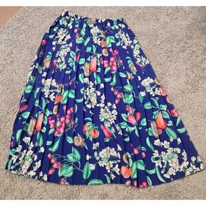 Vintage Alfred Dunner Size 10 Floral Fruit Accordian Pleated Skirt Spring Easter